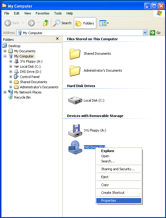 Disabling Autoplay via GUI (Windows XP)