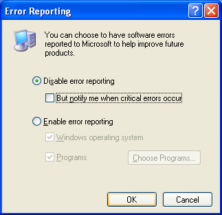 Error reporting
